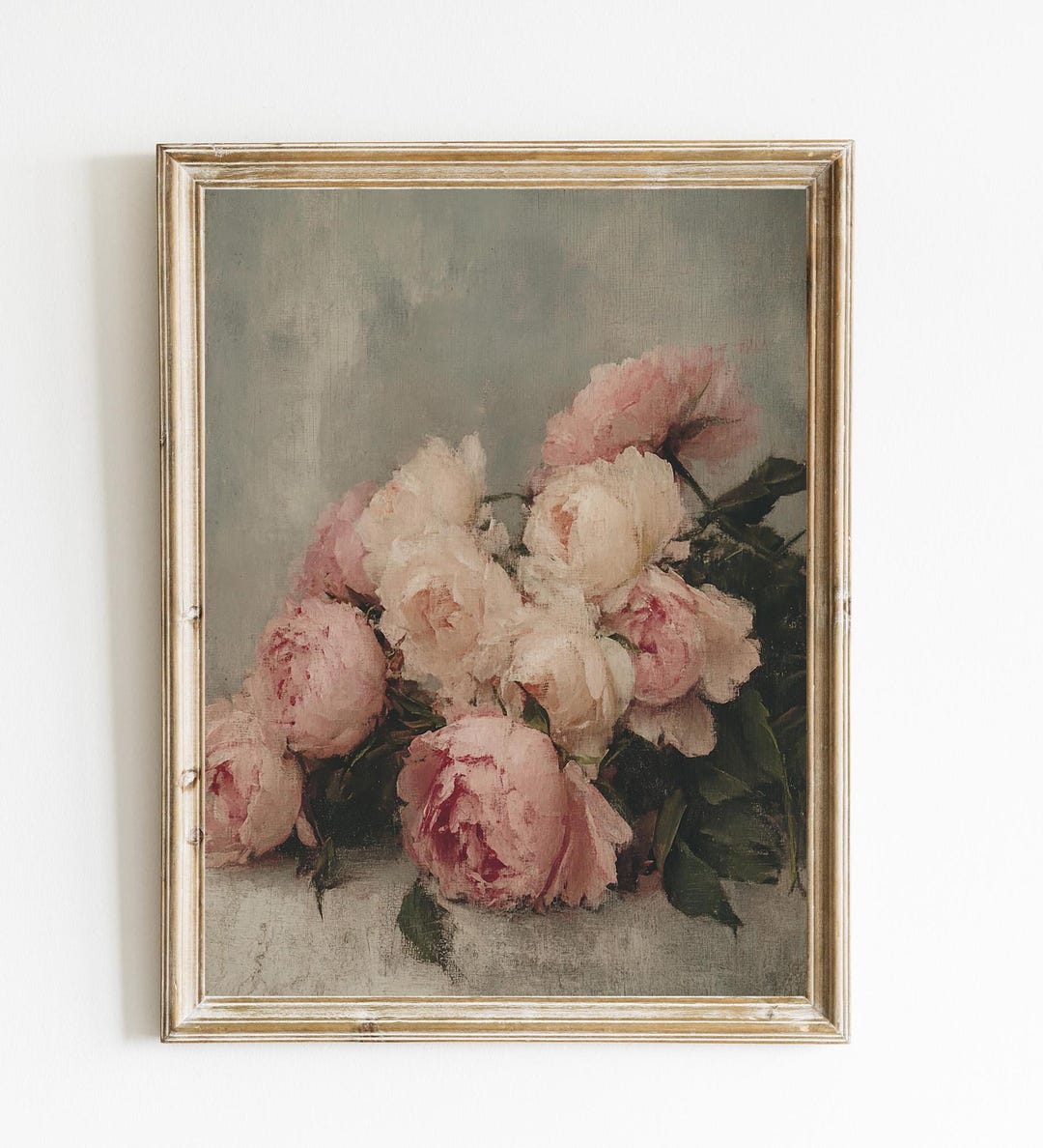 Vintage Floral Bouquet | Vintage Still Life Painting | Pink Floral Wall ...