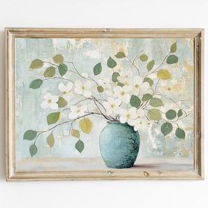 Dogwood Botanical Still Life | Minimalistic Wall Decor | Modern Farmhouse Wall Art | Contemporary Print | Impressionistic | PRINTABLE | E476