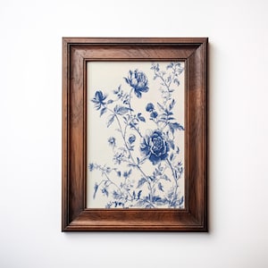 Blue Botanical Sketch | Printable Wall Decor | Chinoiserie Wall Art | Botanical Print | PRINTABLE Wall Art | Instant Download | E346
