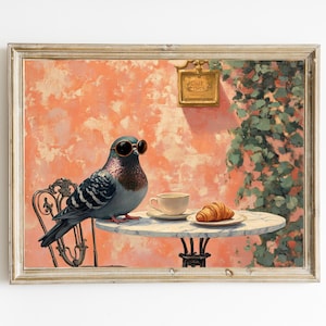 Pigeon with Sunglasses | Whimsical Animal Art | Modern Funny Decor | Pigeon Painting | Fine Art Decor | Animal Lover Gift | PRINTABLE | E492