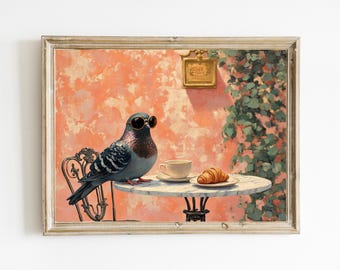 Pomba com Óculos de Sol | Arte Animal Divertida | Decoração Moderna e Engraçada | Pintura de Pomba | Decoração de Arte | Presente para Amantes de Animais | IMPRIMÍVEL | E492
