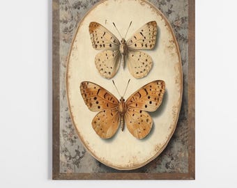 Vintage Butterfly Art | Cottage Neutral | Digital Decor | PRINTABLE Download | Vintage Moth Print | E45