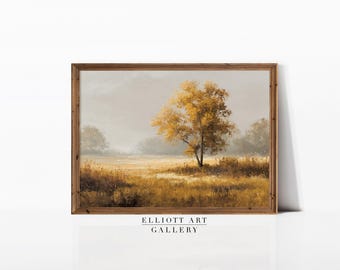 Vintage Autumn Landscape | Moody Fall Print | Dark Autumn Decor | Moody Landscape | Rustic Wall Decor | Farmhouse Oil | PRINTABLE | E1091