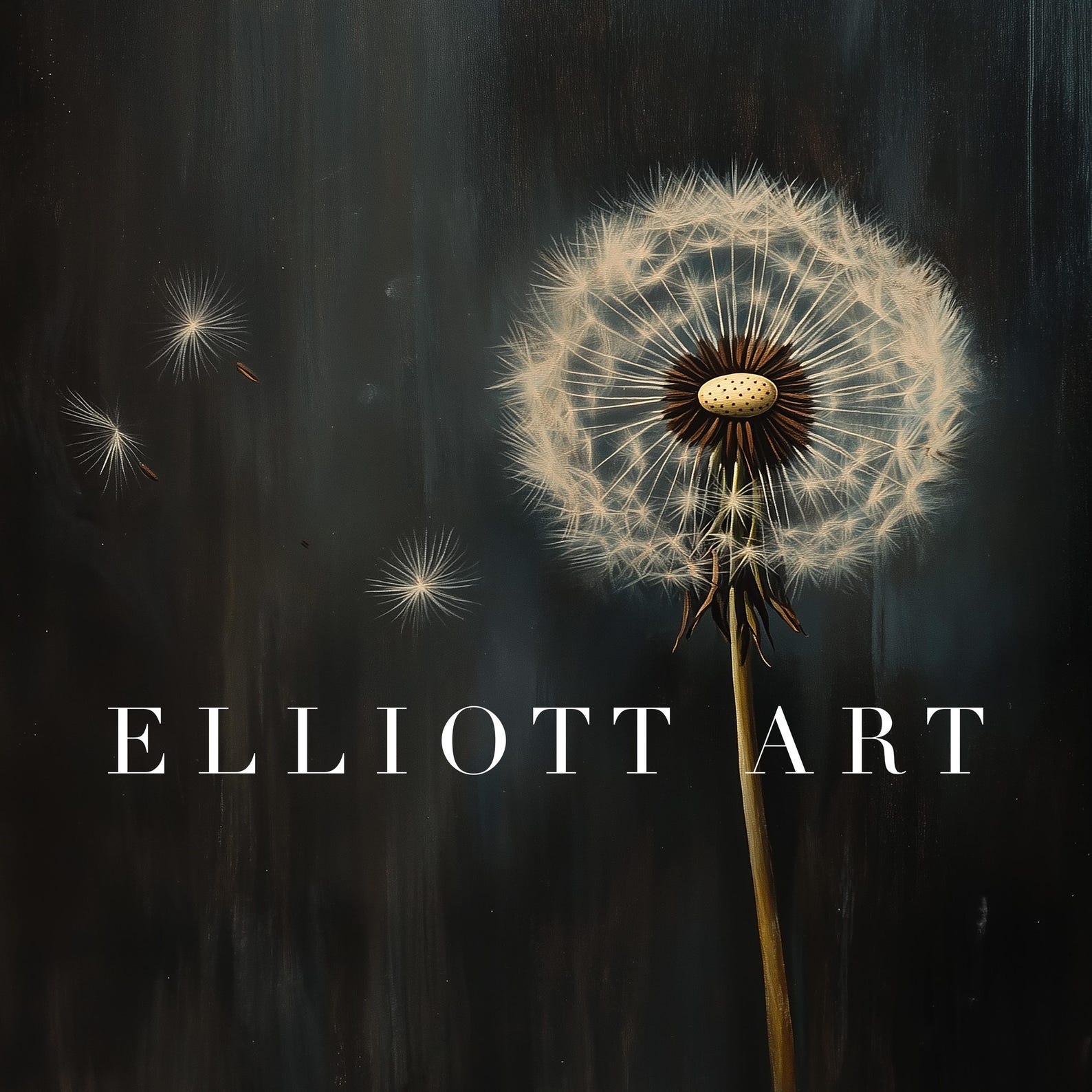 Moody Dandelion Painting | Vintage Print | Moody Wall Art | Dark ...