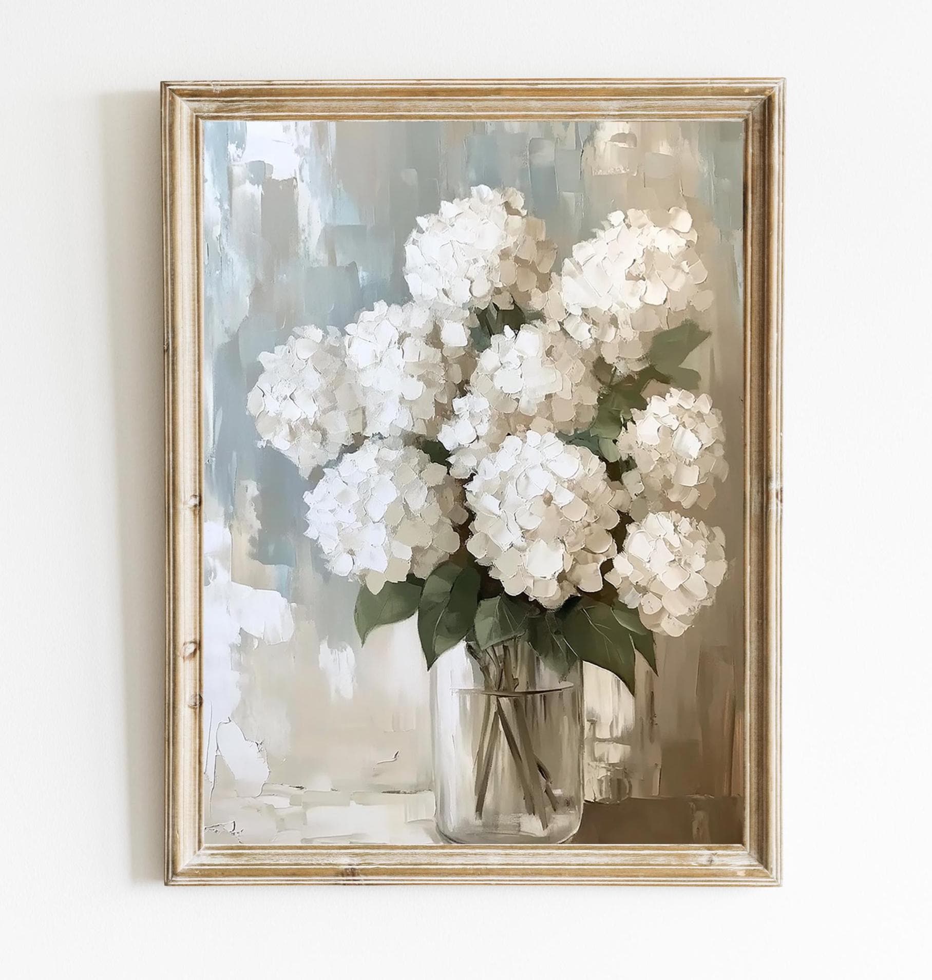 White Hydrangeas | Printable Floral Vintage Art | Spring Painting