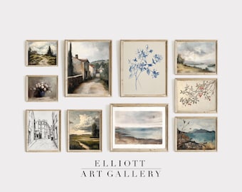 Vintage Gallery Wall Print SET of 10 | European Wall Print SET | Vintage Dining Room Decor | Farmhouse Decor PRINTABLE | E101