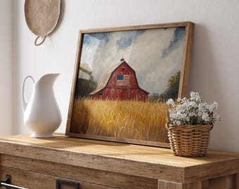 Americana Farm Art| Patriotic Rustic Wall Decor | American Flag