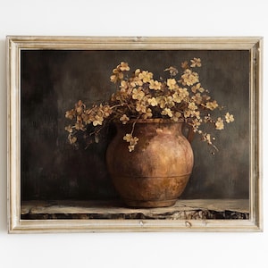 Autumn Still Life |  Dark Rustic Wall Art | Warm Tones English Country Decor | Digital Download | Cottagecore Botanical Art | E910