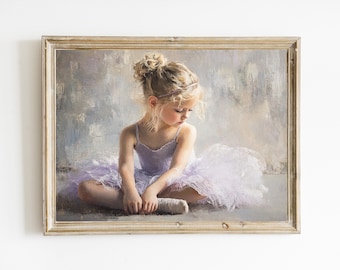 Young Ballerina | Girl's Bedroom Ballerina Painting | Ballet Wall Decor | Vintage Ballet Art Decor | DIGITAL PRINTABLE ART | E549