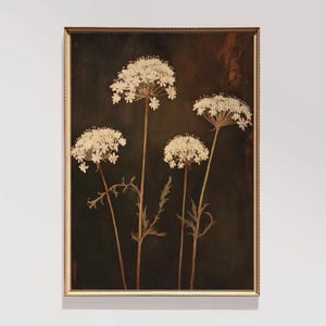 Queen Anne&#39;s Lace Wildflower Print | Rustic Moody Wall Decor | Floral Botanical | Downloadable Digital | Printable | E398