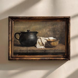 Vintage Still Life | Rustic Farmhouse Print | Pottery Still Life | Warm Tone Wall Art | Country Wall Art | PRINTABLE | E973