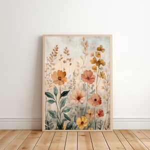 Vintage Botanical Print |  Vintage Botanical Painting | Boho Cottagecore Wall Decor | Downloadable Printable | Eclectic Wall Print  | E1025