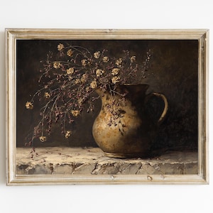 Printable Autumn Still Life |  Dark Rustic Wall Art | Warm Tones English Country Decor | Digital Download | Cottagecore Botanical Art | E906