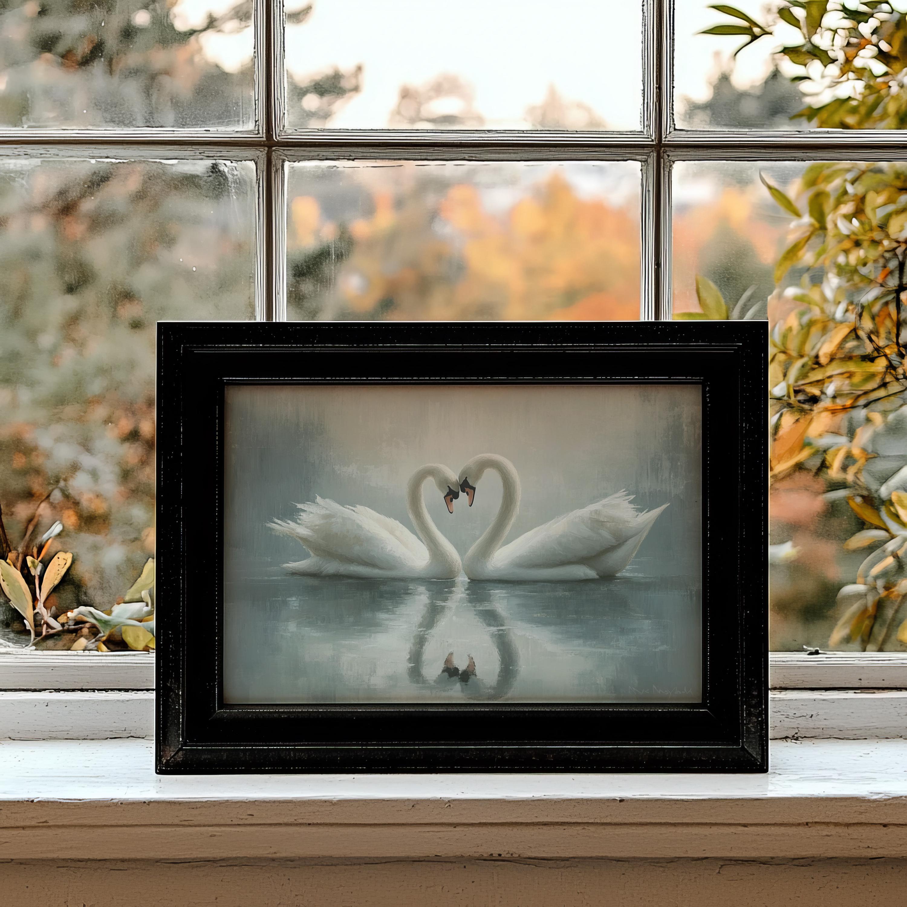 Swans Wall Print | Cottage Decor | Vintage Nursery Wall Decor