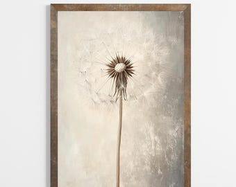 Dandelion Wall Art | Minimalist Decor | Vintage Botanical | Farmhouse Printable | Modern Cottagecore | PRINTABLE | Digital Print  | E204