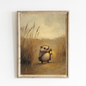 Charming Hedgehog Print | Whimsical Nursery Wall Art | Vintage Nature Print | Natural Wall Decor  | PRINTABLE Art | Digital Download | E941