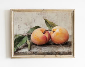 Peaches Still Life | Antique Peach Wall Art | Kitchen Decor | Peaches Painting | Vintage Fruit Print | Digital PRINTABLE Download | E583