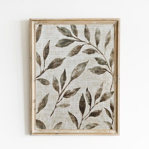 Muted Olive Leaf Textile |  Vintage PRINTABLE Pattern | Farmhouse Cottagecore Decor | Downloadable Art | Bedroom Wall Print  | E992