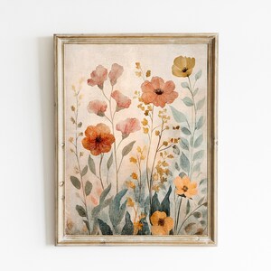 Printable Botanical Art |  Vintage Botanical Painting | Boho Cottagecore Wall Decor | Downloadable Printable | Eclectic Wall Print  | E1022