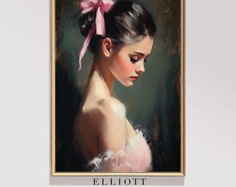 Pink Ballerina | Girl's Bedroom Ballerina Painting | Vintage Ballet Art Print | DIGITAL PRINTABLE ART | E7