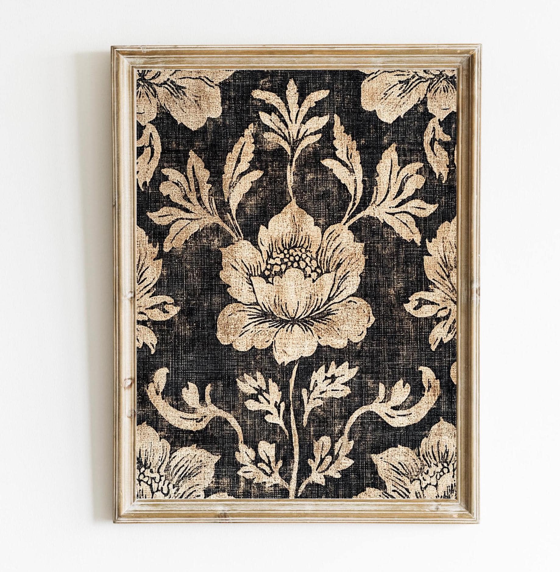 Black and Cream Floral | Neutral Textile Art| Moody Textile  display picture 3