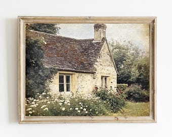 French Cottage | Farmhouse Wall Decor| French Cottagecore Painting | Vintage French Wall Decor | Antique Summer Farmhouse | PRINTABLE | E475