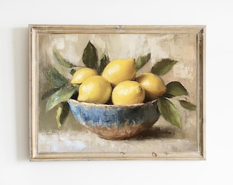 ヴィンテージレモンの静物画：農家のキッチンアート（デジタル