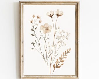 Wildflower Nursery Art | Boho Botanical Print | Vintage Floral | Farmhouse Botanical |  Minimalistic Wall Art | Digital Print | E439