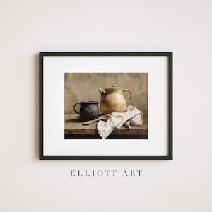 Vintage Kitchen Wall Decor | Rustic Farmhouse Print | Pottery Still Life | Warm Tone Wall Art | Country Wall Art | PRINTABLE | E977