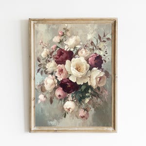 Vintage Print | Antique Floral Wall Decor | Botanical Print | Printable Wall Art | English Country Art | Cottagecore Art | E1047