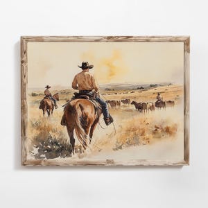 Western Watercolor Print | Cowboy Wall Decor | Vintage Horse Art | Rustic Horse Lover Gift | Download and Print | PRINTABLE | E740