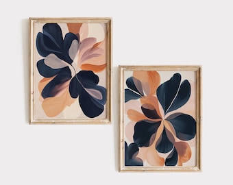 Abstrakte Blumenkunst-Galeriewand SET von zwei | Botanische Wandkunst | Moderne Wanddekoration | Schlafzimmer Poster | DRUCKBAR | Digitaler Download | E297