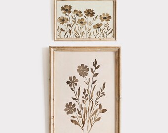 Muted Wildflower Botanical Gallery Wall SET of Two | Minimalist Wall Art | Modern Wall Decor | Neutral PRINTABLE | Digital Download | E425