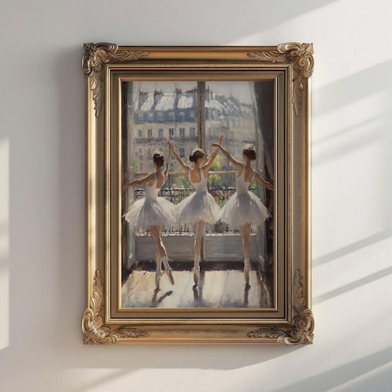 バレエ少女 額装 陶板画 大型　飾り物　陶磁 フランスのバレリーナ | 女の子の寝室のバレリーナの絵画 | バレエの壁