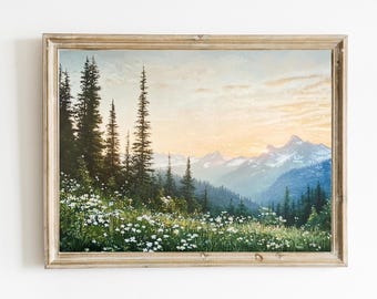 Printable Mountain Landscape | Mountain Vintage Landscape Wall Art |  | Rustic Wall Decor | Farmhouse Decor | PRINTABLE | E400
