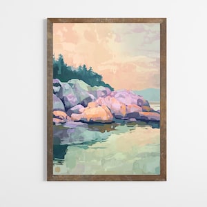 Abstrato Outback | Arte Digital Litorânea | Arte Costeira Australiana Moderna | Impressão de Parede | Pôster de Verão | Decoração de Casa de Praia | E555