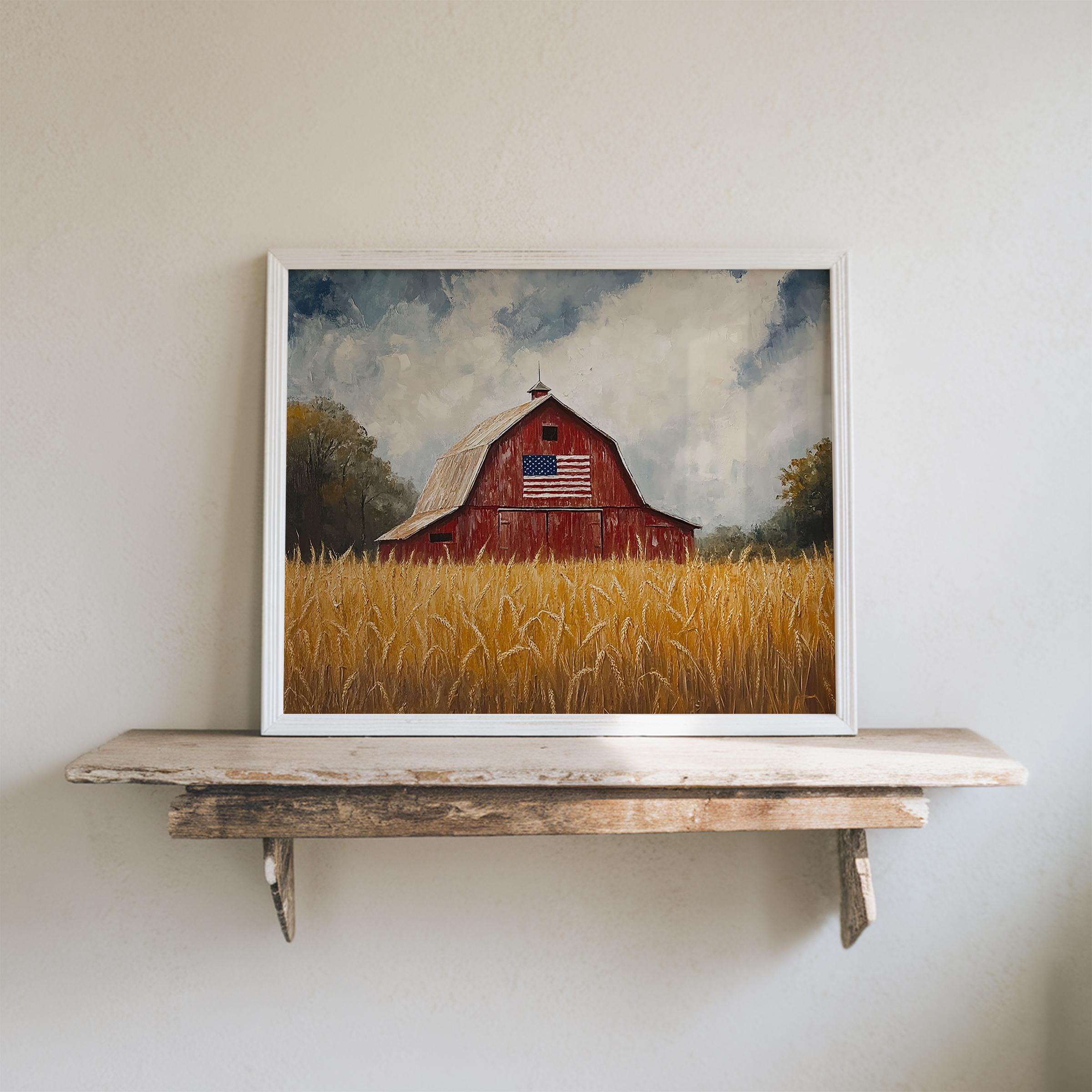Americana Farm Art| Patriotic Rustic Wall Decor | American Flag