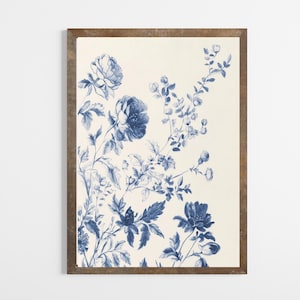 Sketch Blue Botanical | Printable Wall Decor | Chinoiserie Wall Art | Botanical Print | PRINTABLE Wall Art | Instant Download | E347