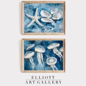 SET of Two Blue Coastal Prints | Beach Wall Decor | Seaside Wall Art | Digital Download | PRINTABLE  | E293
