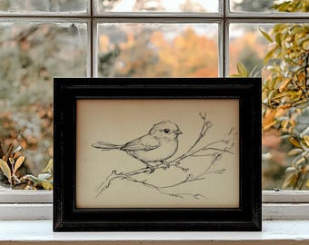 Vintage vogelschets | Minimalistische muurprint |  Neutraal lente-muurdecoratie | Boerderijdecoratie | Rustieke digitale wanddecoratie | AFDRUKBAAR | E356