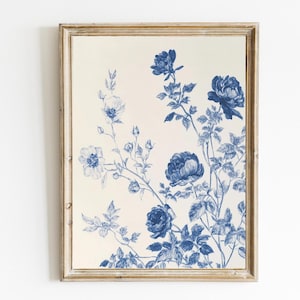 Botanical Blue Sketch | Printable Wall Decor | Chinoiserie Wall Art | Botanical Print | PRINTABLE Wall Art | Instant Download | E345