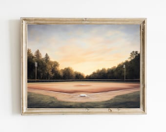 Impressão de Diamante de Beisebol | Arte de Parede Vintage de Campo de Beisebol | Arte Minimalista para Quarto de Menino | Presente para Amantes de Beisebol | Decoração de Escritório | Download | E725