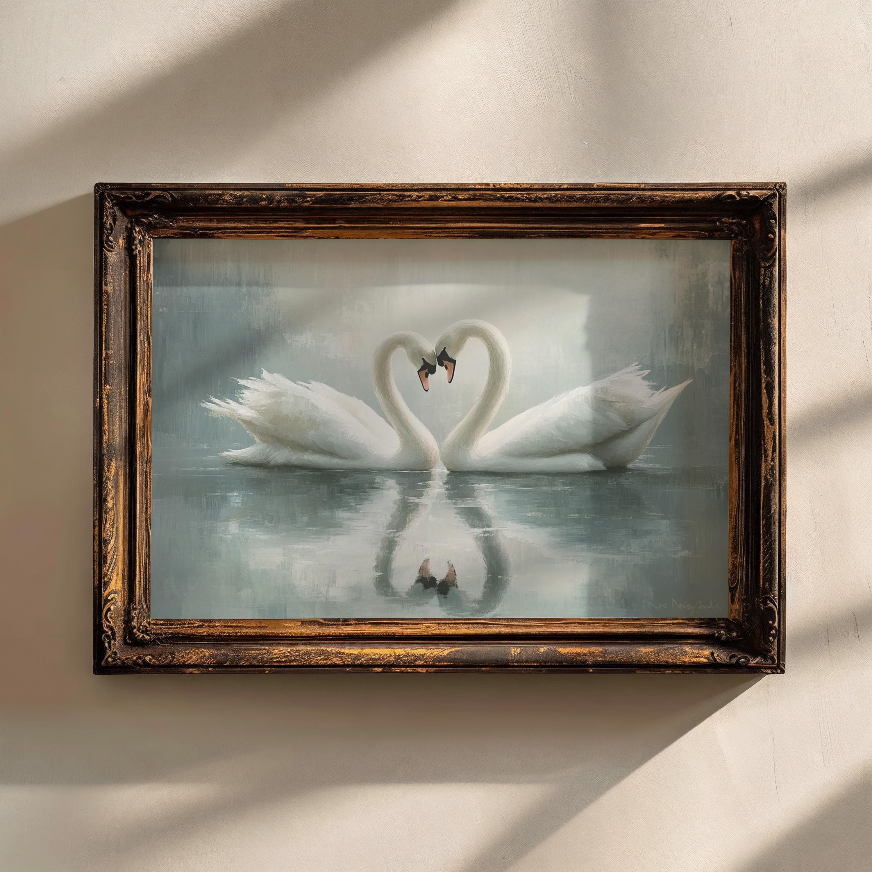 Swans Wall Print | Cottage Decor | Vintage Nursery Wall Decor