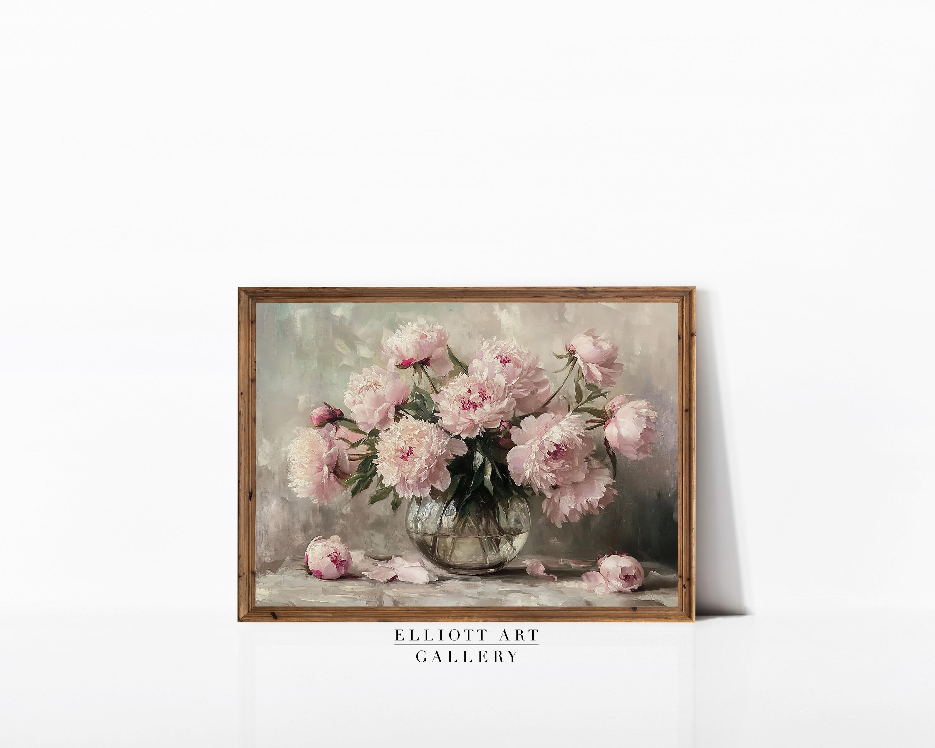 Printable Pink Peony Painting | Pink Botanical Wall Decor | Statement ...