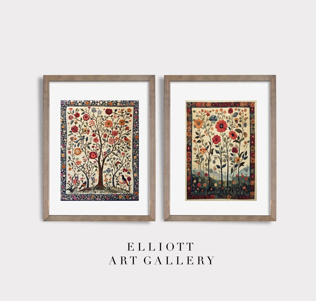 Textile Wall Art SET | Light Academia Decor | Vintage Prints | Tapestry ...