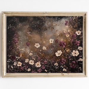 Dark Vintage Floral E264 | Moody Vintage Print | Rustic Wall Art | Dark Farmhouse Wall Art | Modern Cottagecore Print | PRINTABLE | E264