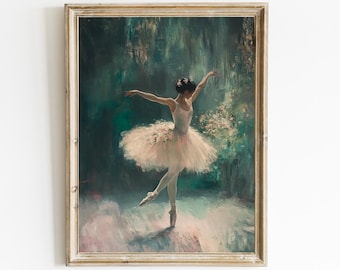 Elegant Ballerina | Girl's Bedroom Ballerina Painting | Ballet Wall Decor | Neutral Minimalistic Ballet Art | DIGITAL PRINTABLE ART | E550