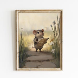 Darling Woodland Mouse | Whimsical Nursery Wall Art | Vintage Nature Print | Natural Wall Decor  | PRINTABLE Art | Digital Download | E944