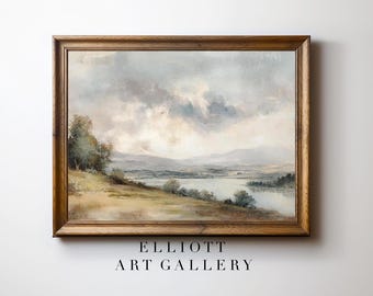 Impresión de paisaje vintage / Pintura de paisaje apagado / Arte mural digital / Decoración neutra / IMPRIMIBLE / Descarga digital / E77