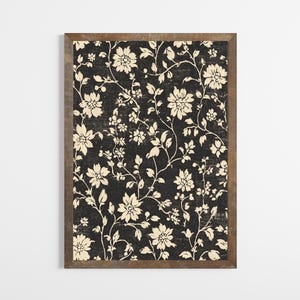 Vintage Black Floral  | Vintage PRINTABLE Pattern | Farmhouse  Decor | Downloadable Art | Dining Room Wall Print | E767